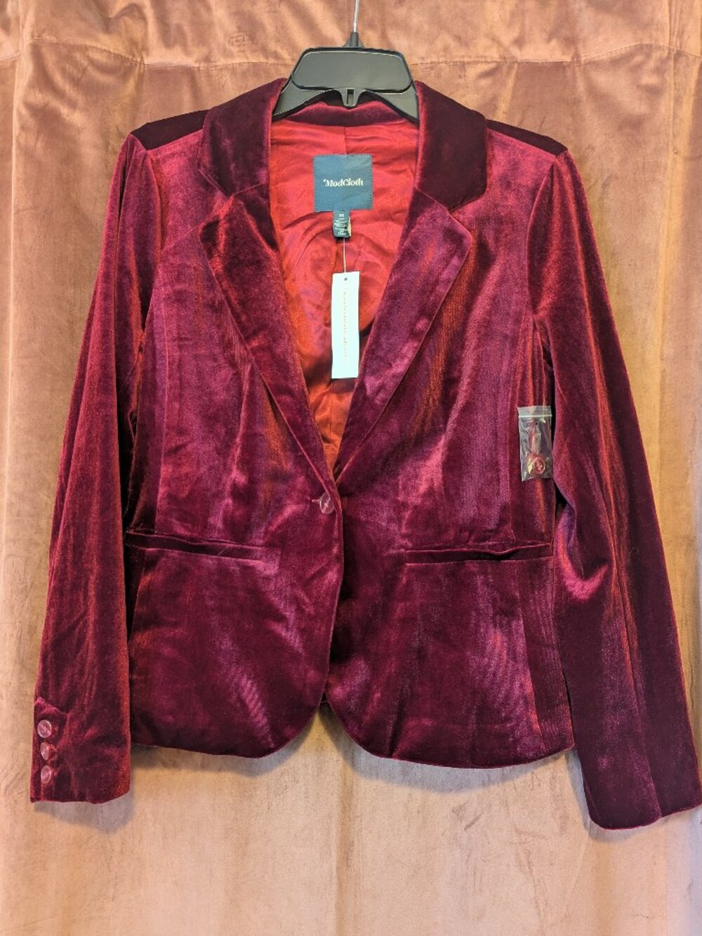 NWT - ModCloth Timeless Tailoring Velvet Blazer in Burgundy